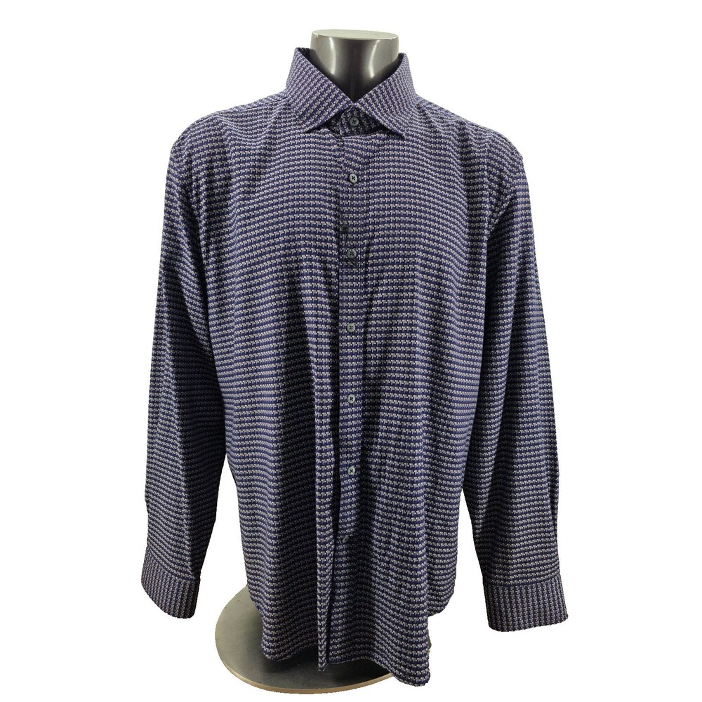 Robert Graham Men’s Big & Tall Geometric Blue  Button-Up Long Sleeve 4XL